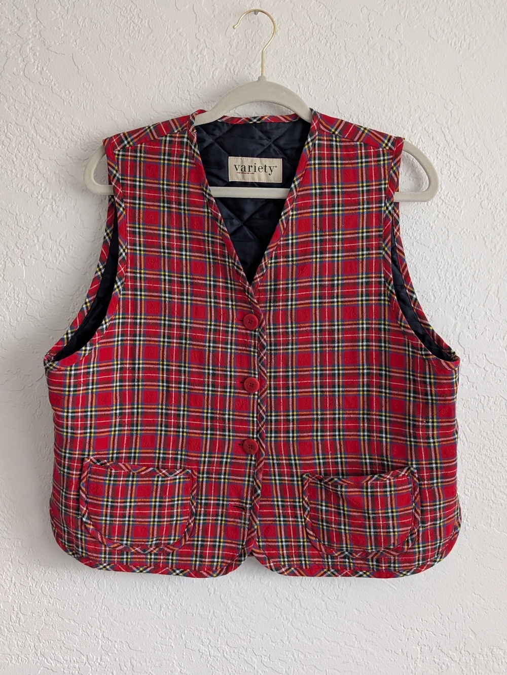 Red Plaid Quilted Vest